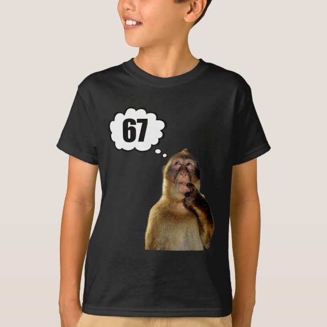T-shirt Funny Thinking Monkey Meme Six Seven 6 7 Meme  (Devant)