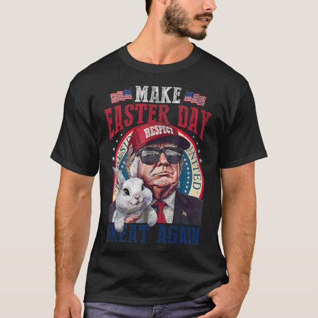 T-shirt Funny Trump Make Easter Great Again Bunny Hunt Egg (Devant)