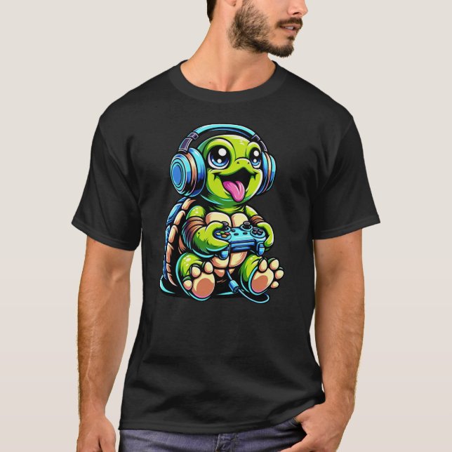 T-shirt Funny Turtle Gamer Gaming Turtles Video Game (Devant)