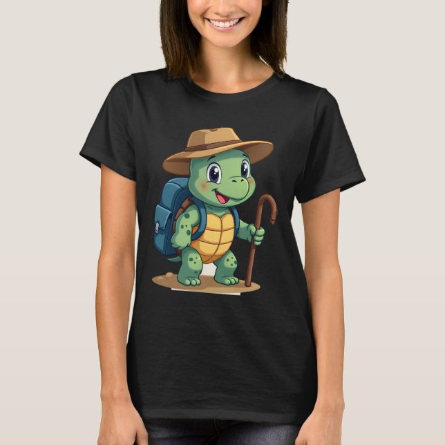T-shirt Funny Turtle Hiking Graphic Camping Lover Adventur (Devant)