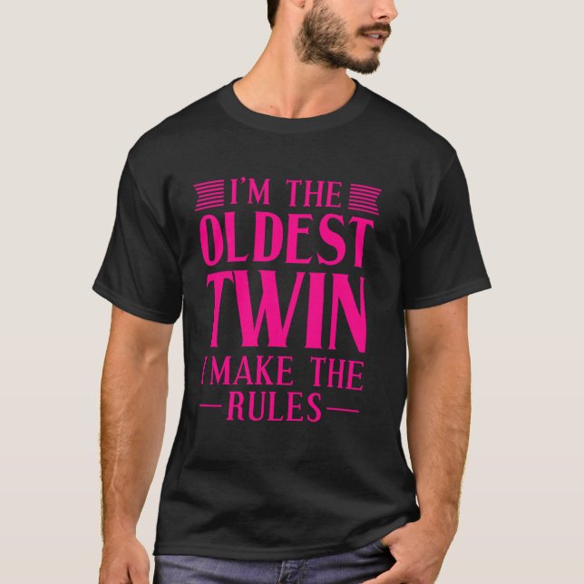 T-shirt Funny Twin Kids Boys Girl Cool plus vieux Twin Je  (Devant)