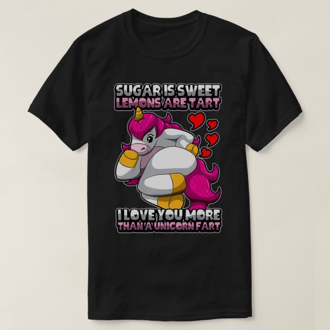 T-shirt Funny Unicorn Farts Coeurs dire  (Design devant)