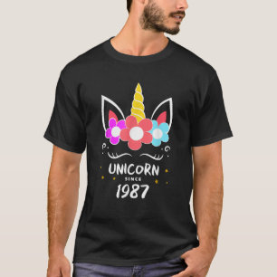 T-shirt Funny UNICORN Femmes T Chemise Cool 1987 Anniversa