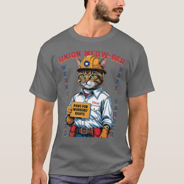 T-shirt Funny Union Feline Membre Feline Fête du Travail d (Devant)