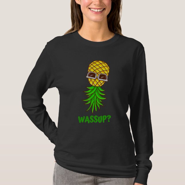 T-shirt Funny Upside Down Pineapper Swinger Wassup (Devant)