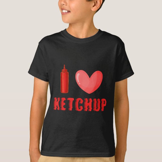 T-shirt Funny Valentines Day Shirt I Love Ketchup Valentin (Devant)