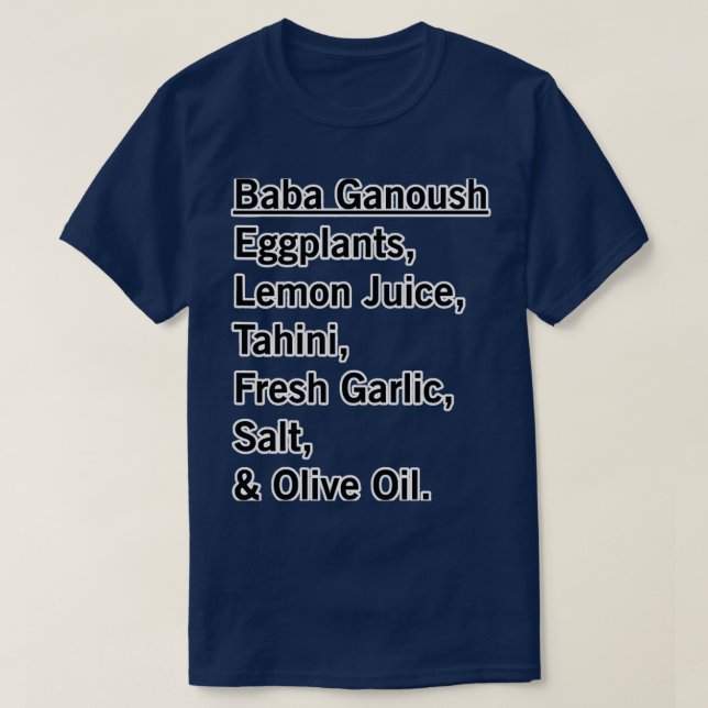 T-shirt Funny Vegan Baba Ganoush Vegetarian  (Design devant)