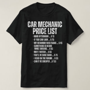 T-shirt Funny Voiture Mécanique Tarification