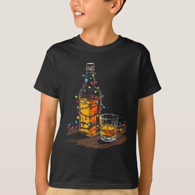 T-shirt Funny Whiskey Christmas Graphics Lights Lover Long (Devant)