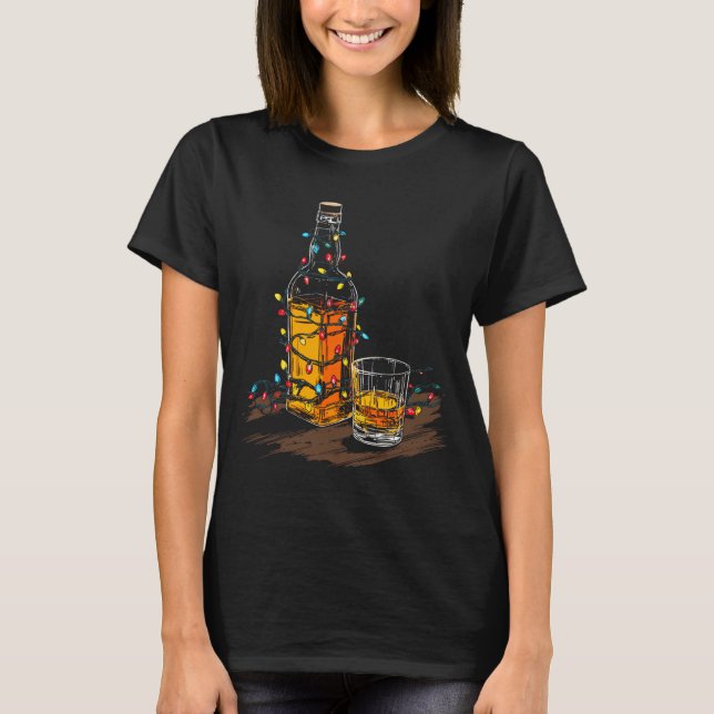 T-shirt Funny Whiskey Christmas Graphics Lights Lover Long (Devant)