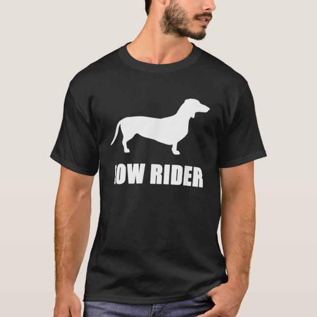 T-SHIRT FUNNY WIENER DOG TEE - SHIRT , FAIBLE RIDER , DACH (Devant)