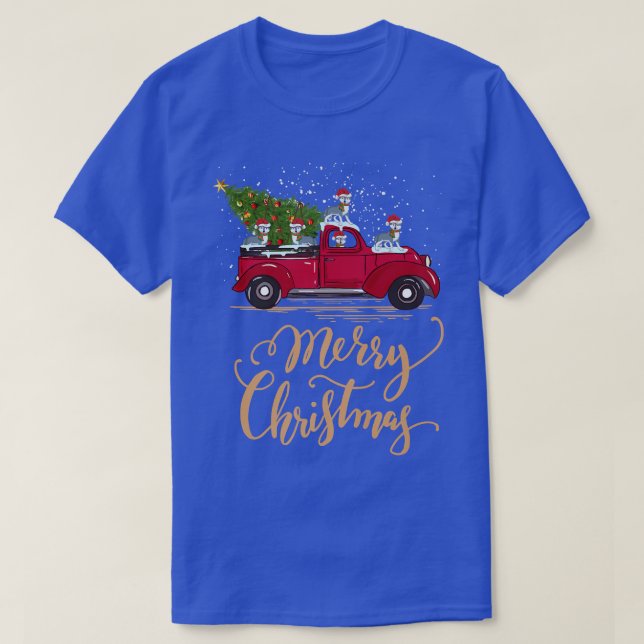T-shirt Funny Wolf Driving Christmas Tree Truck Wolf Chris (Design devant)