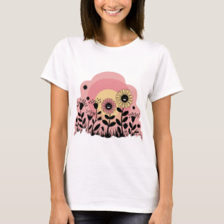 T-shirt funny women graphic tee of flowers