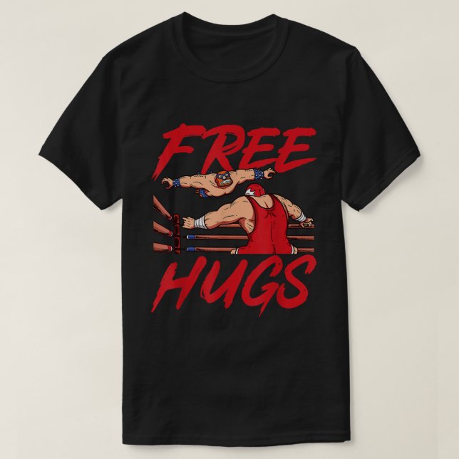 T-shirt Funny Wrestler Free Hugs Slam Joke (Design devant)