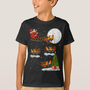 T-shirt Funny Xmas Éclairage Arbre Père Noël équitation Co