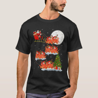 T-shirt Funny Xmas Éclairage Arbre Père Noël équitation Oc