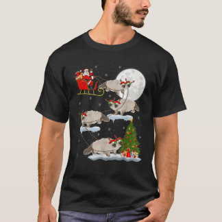 T-shirt Funny Xmas Éclairage Arbre Père Noël équitation Ra