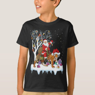 T-shirt Funny Xmas Éclairage Arbre Père Noël équitation Ti