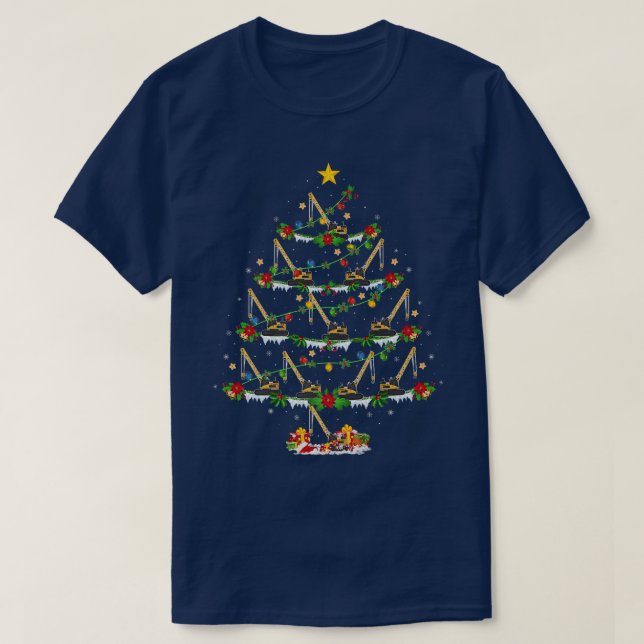 T-shirt Funny Xmas Éclairage Père Noël Grue de constructio (Design devant)