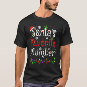 T-shirt Funny Xmas Lighting Père Noël Favorite Plumber Chr