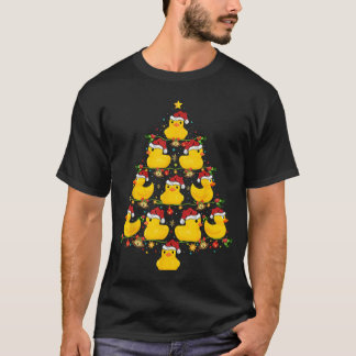 T-shirt Funny Xmas Lighting Santa Hat Rubber Duck Christma