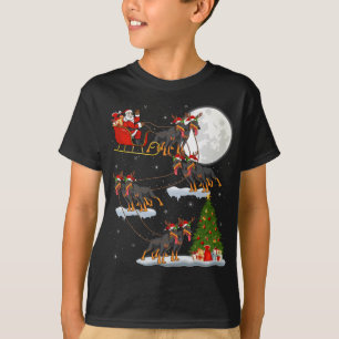 T-shirt Funny Xmas Lighting Tree Père Noël équitation Dobe