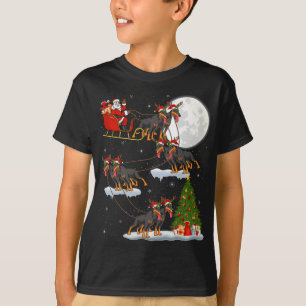 T-shirt Funny Xmas Lighting Tree Père Noël équitation Dobe