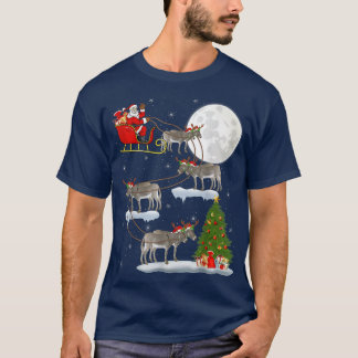 T-shirt Funny Xmas Lighting Tree Père Noël équitation Donk