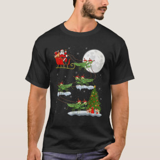 T-shirt Funny Xmas Lighting Tree Père Noël équitation Mant