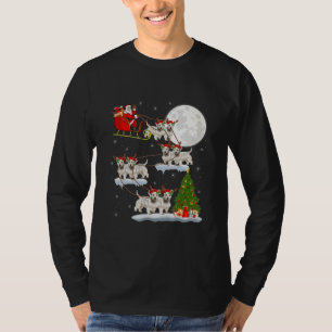 T-shirt Funny Xmas Lighting Tree Père Noël équitation W