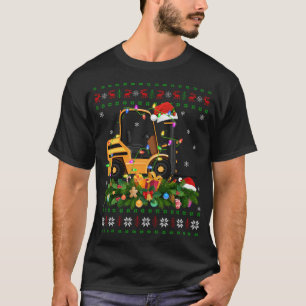 T-shirt Funny Xmas Lighting Tree Père Noël Ugly Forklift C