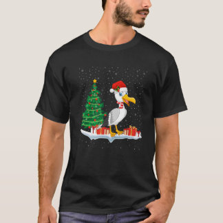 T-shirt Funny Xmas Lighting Tree Santa Hat Seagull Christm