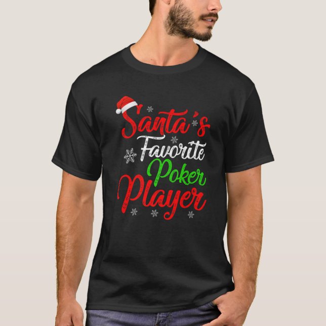 T-shirt Funny Xmas Père Noël Joueur de Poker favori Noël (Devant)