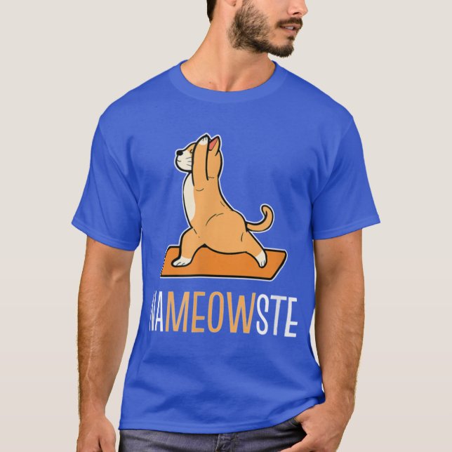 T-shirt Funny Yoga Cat Nameowste retro (Devant)
