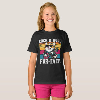 T-shirt Fur-Ever Rock & Roll With A Rockin Corgi