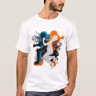 T-shirt Fusion Rythmique : Danse d'Ombres et de Couleurs