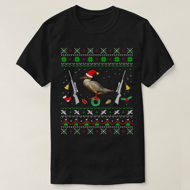 T-shirt Fusionner merganser Chasse au canard Drôle Noël (Design devant)