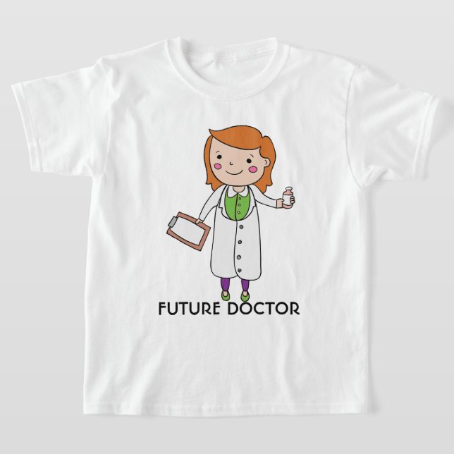 T-shirt Futur docteur fille avec cheveux rouges (Poser)