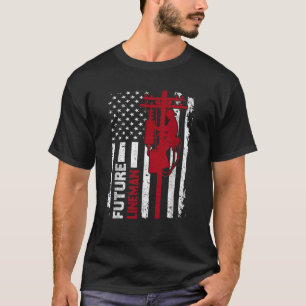 T-shirt Futur Lineman American Flag Câble électrique 4e de