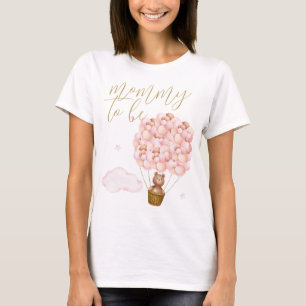 T-shirt Futur Maman Ours en Peluche Ballons Roses 