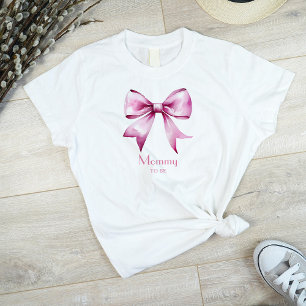 T-shirt Futur Maman Ruban à Nœud Rose
