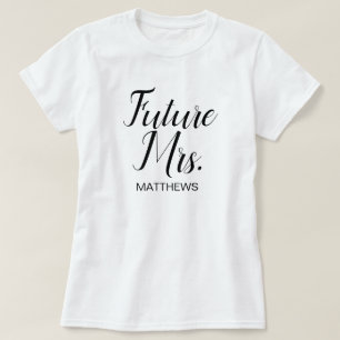 T-shirt Futur Mme Noir Script Moderne Mariage personnalisé