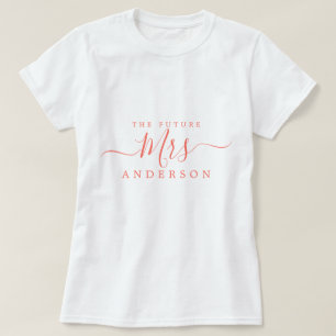 T-shirt Futur script nom personnalisé Mme Chic future mari