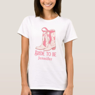 T-shirt future mariée, bottes de cowgirl roses enterrement