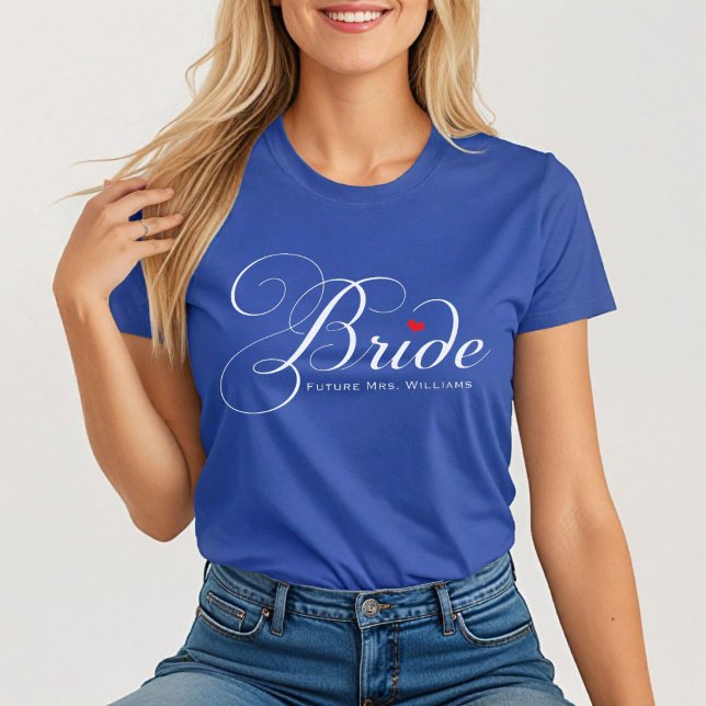 T-shirt Future Mme Bride Blue Mariage de script personnali (Créateur téléchargé)
