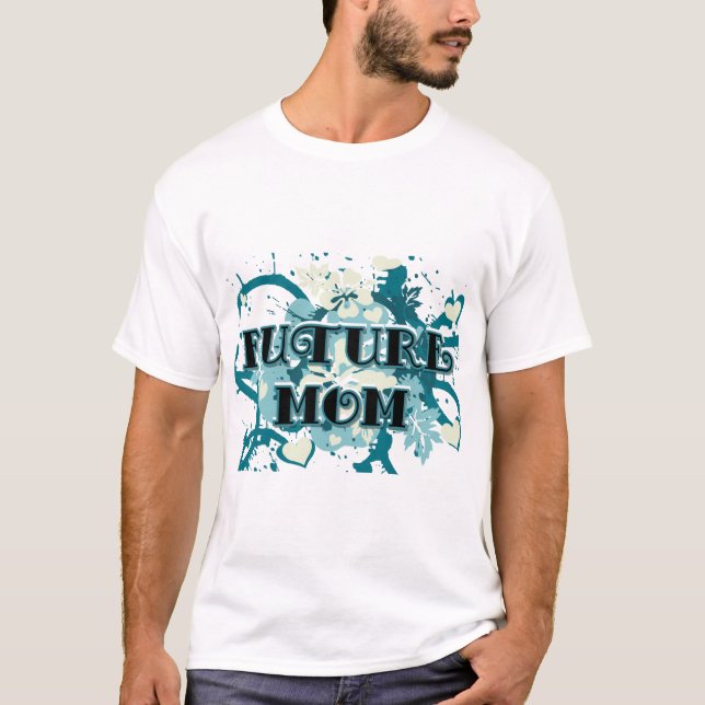 T-shirt Future Mom - Coeurs et fleurs (Devant)