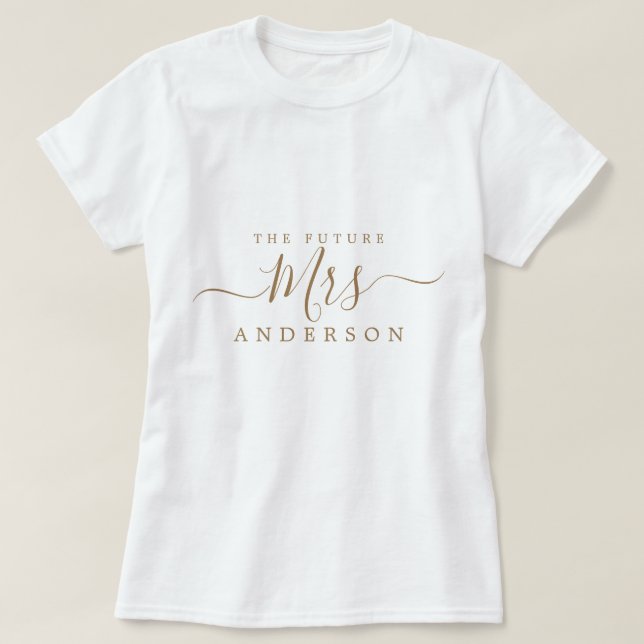 T-shirt Future Mrs Chic Script Nom personnalisé Future mar (Design devant)