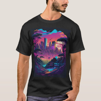 T-shirt Futuristic City in a Twilight Setting  