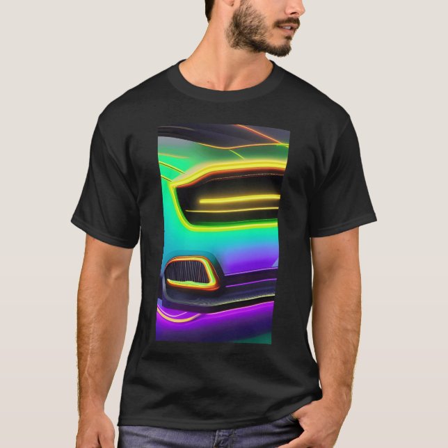 T-shirt Futuristic neon car retro (Devant)