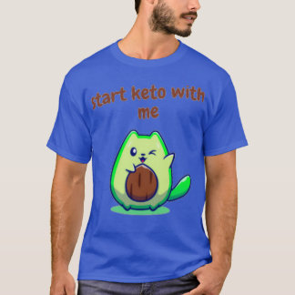 T-shirt fuuny keto avec avocado cat